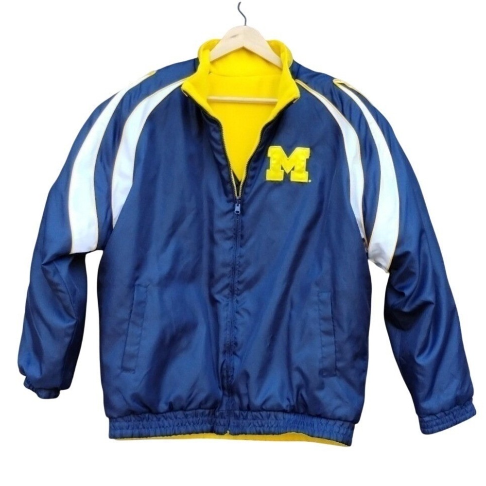 University of Michigan Jacket NCAA College Bomber Full Zip Coat Men's XL‎ Blue